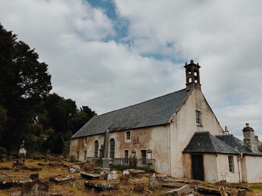 The exterior of East Church which is surrounded by a graveyard
