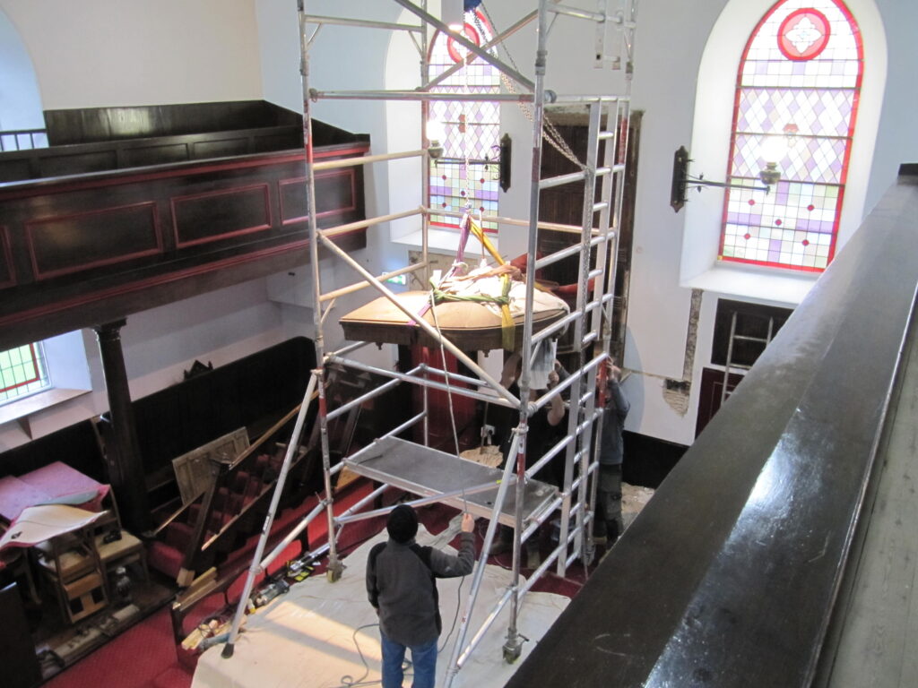 Scaffolding around the pulpit